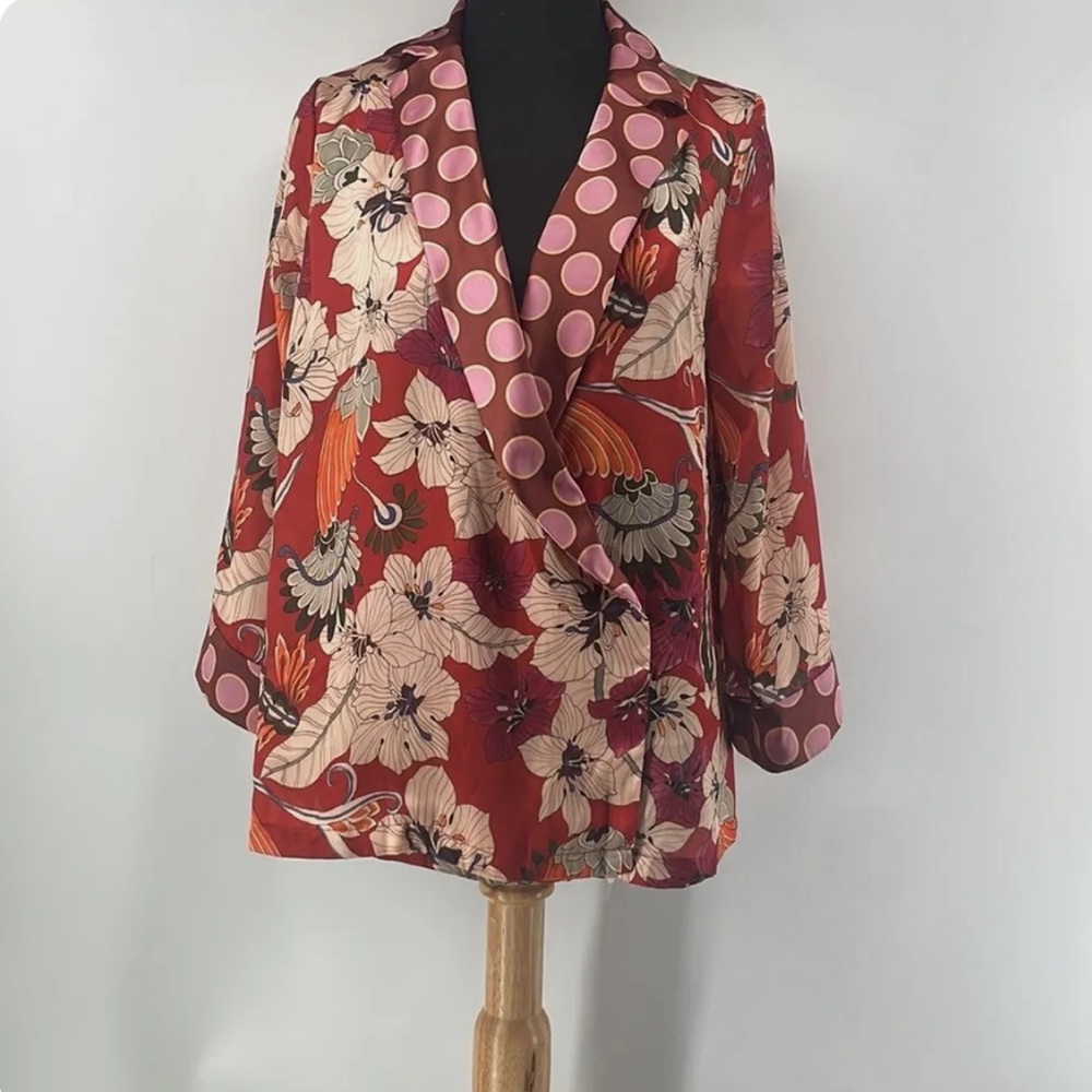Zara Kimono style top wrap style floral polka dot